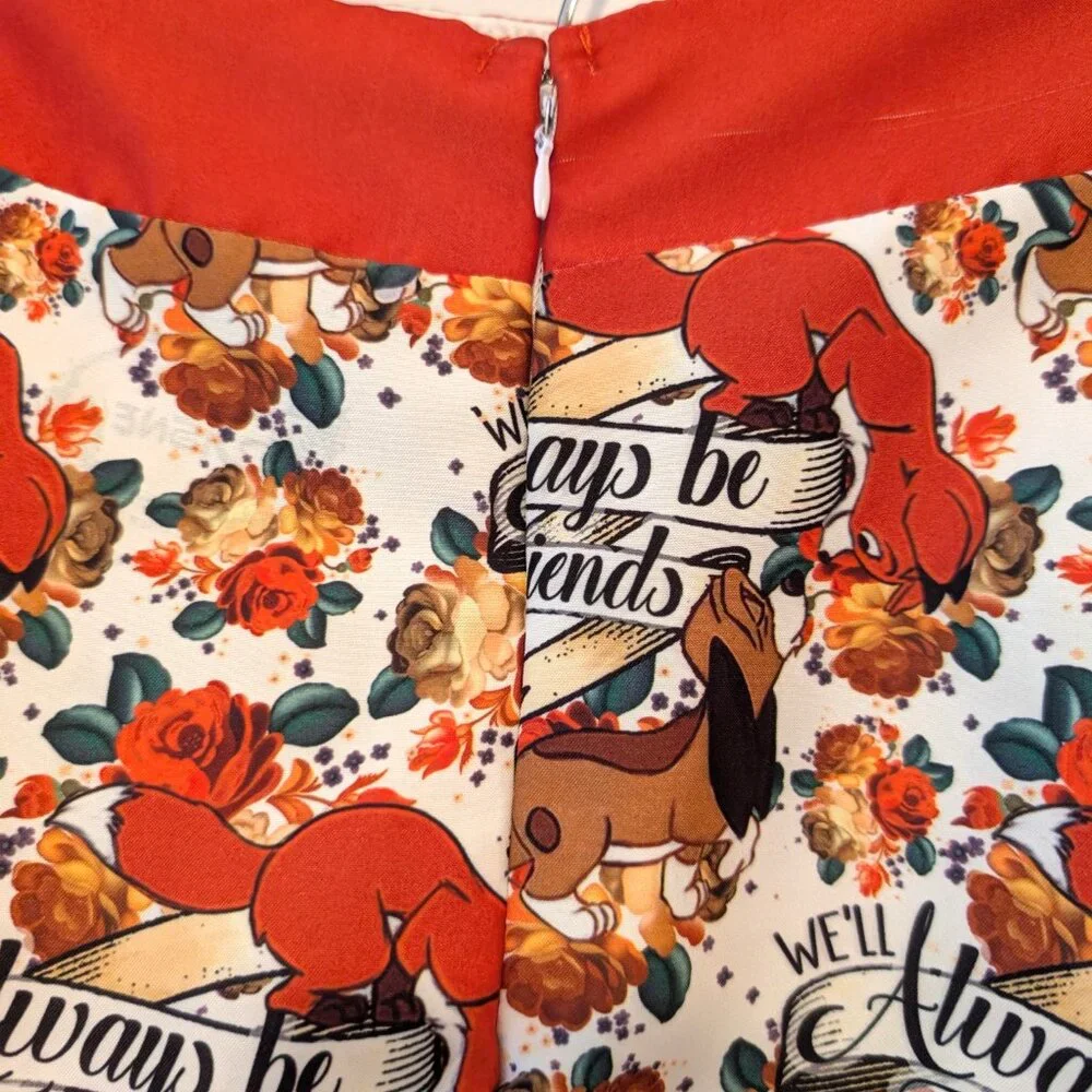 Disney Womens Size L Fox And The Hound We'll Always Be Friends Skater Skirt - Picture 4 of 8